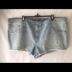 Wild Fable Jean Shorts w/Pink Flowers - Size 24W